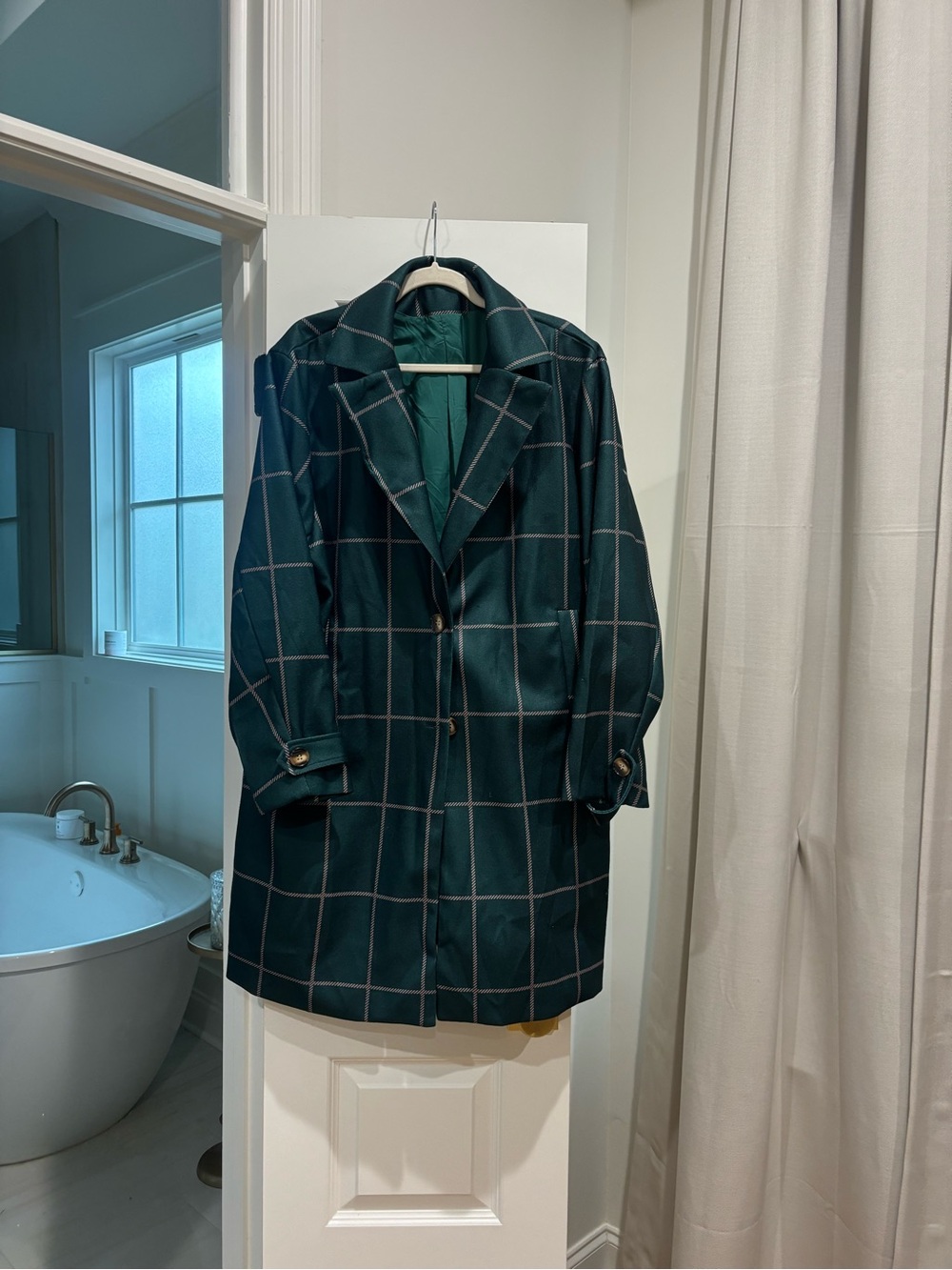 Women's Dark Green Windowpane Coat